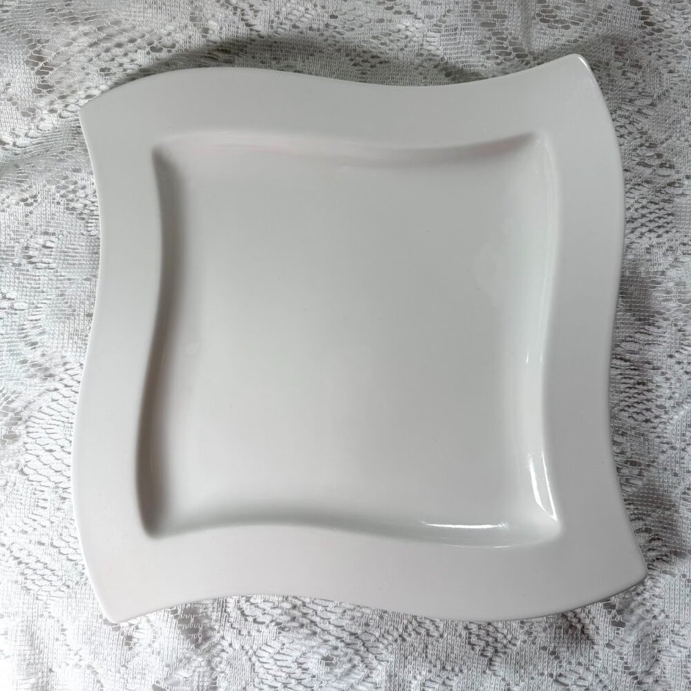 VILLEROY & BOCH “New Wave Caffe” Square Dinner Plate - All White, Rim, Porcelain